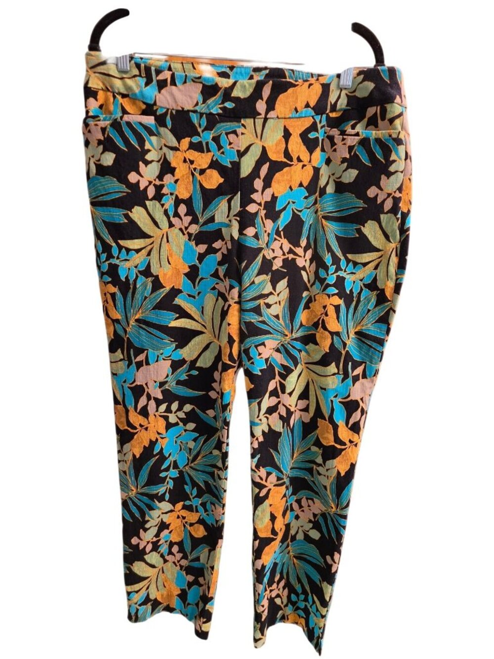 Chico’s Brigitte Palms Ankle Pants 2.5 US 14 Slim Tapered Monstera Tropical - Picture 9 of 10